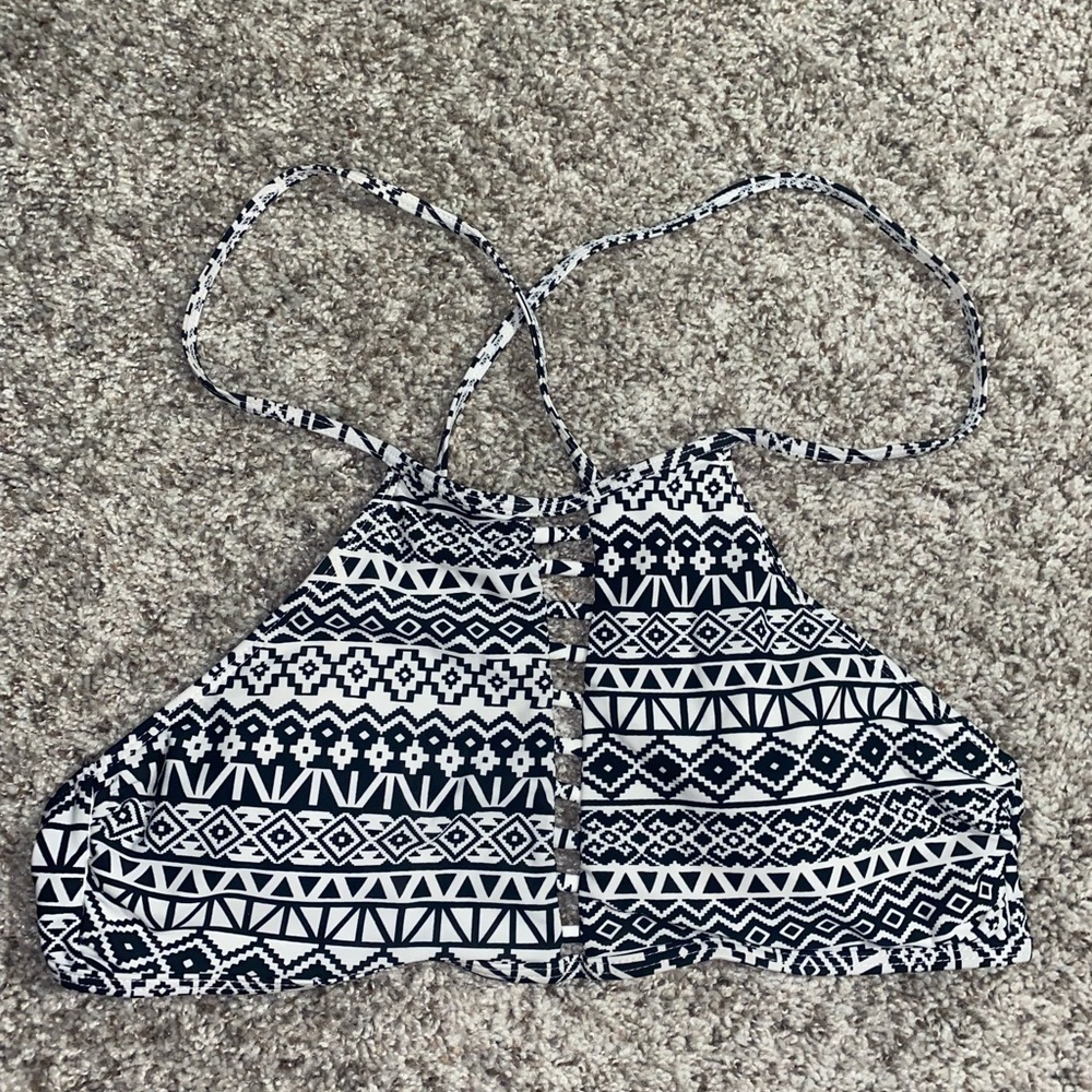 Black and white chevron bathing suit top